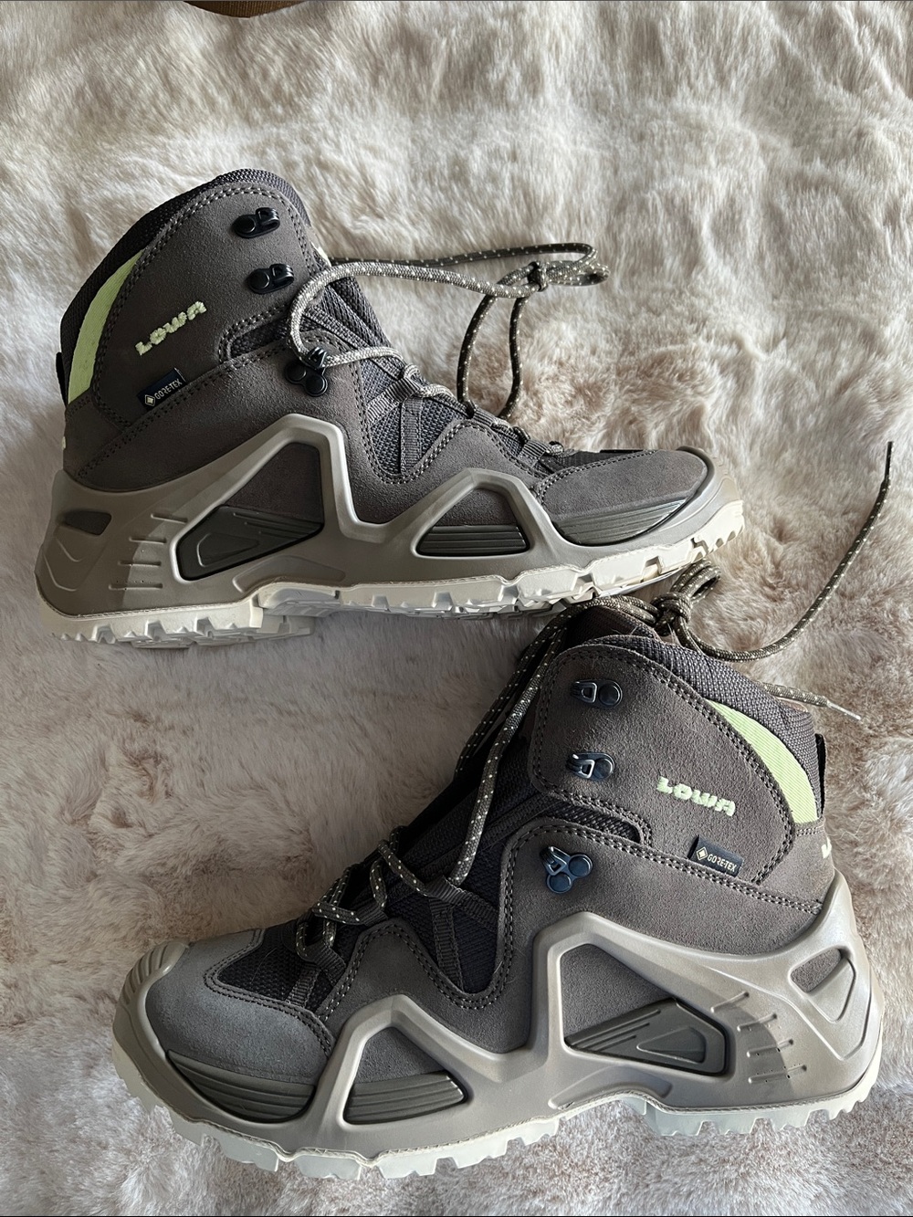 Lowa Grey Hiking Boots with Lime Accents